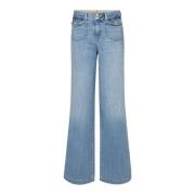 Vintage-inspirerede Wide-leg Jeans Lyseblå