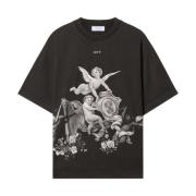 Sort Grafisk Print Crew Neck T-shirts