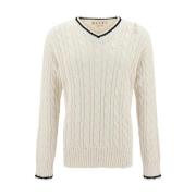 Kabelstrikket V-hals sweater