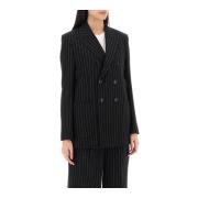 Dobbelt-Breasted Pinstripe Uld Blazer