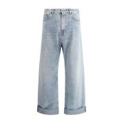 Baggy Bomuld Jeans med Logo Patch