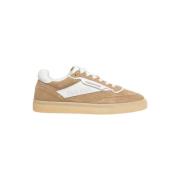 Beige Læder Sneakers med Unik Hældetalje