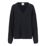 Sort V-hals Bomuld Cashmere Sweater