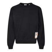 Sort Ribbet Langærmet Sweatshirt