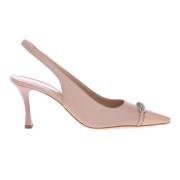 Nude patent leather slingback