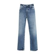 Blå Distressed Wide Leg Jeans