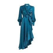 Silke Wrap Midi Kjole Teal