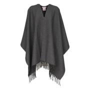 Grå Cashmere Poncho Jakke