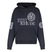 Bomuld Printed Hoodie med Ribbed Detaljer