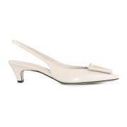 Bone White Læder Slingback Sandaler