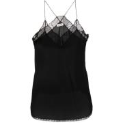 Sort Blondekant Camisole Top