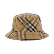 Check Fiskerhat Beige Bomuld