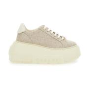 Chunky Oversize Sole Beige Sneakers Kvinde