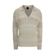 Perforeret V-hals sweater med ribkant