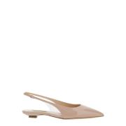 Beige Slingback Balletsko Patentlæder