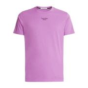 Lilla ensfarvet rund hals T-shirt