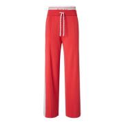 Rød Wide Leg Joggers med Side Stripe