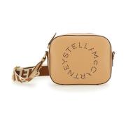 Beige Crossbody Taske med Perforeret Logo