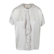 Satinbluse med Ruffles