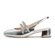 Slingback Block Heels Pumps Marisol - Silver