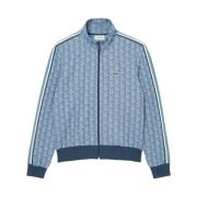 Blå Jacquard Track Jacket Paris Stil