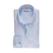 Casual Light Blue Pinstriped Twill Shirt