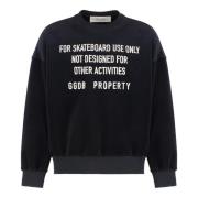 Bomuld crew-neck sweatshirt med ribkanter