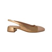 Metallic guld slip-on sko med nøgen tå