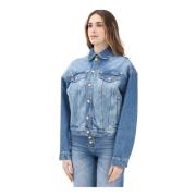 Blå Denim Jakke Moderne Vintage Stil