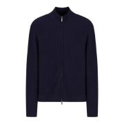 Blå Ottoman Full Zip Sweater