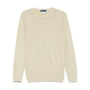 Beige Crew Neck Sweater Ribbed