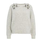 Grå Rhinestone Sweater Strikvarer AW24