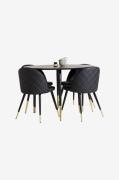 Venture Home - Spisegruppe Dipp med 4 spisebordsstole Velvet - Sort - ...