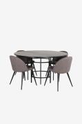 Venture Home - Spisegruppe Copenhagen med 4 spisebordsstole Velvet Sti...