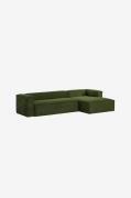 Kave Home - BLOK sofa 3-pers. - chaiselong højre - Grøn - 3-pers. sofa...