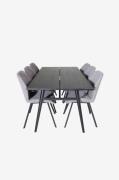 Venture Home - Spisegruppe Sleek med 6 spisebordsstole Gemma - Sort - ...