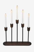 Konstsmide - Lysestage træ/metal 5 LED 53,5cm - Sort - Adventslysestag...