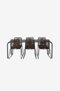 Venture Home - Spisegruppe Borneo med 6 spisebordsstole Lindos - Sort ...