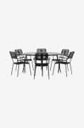 Venture Home - Spisegruppe Break med 6 stole Lindos - Sort - Spisegrup...