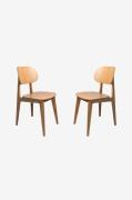 Wood Furniture - Spisebordsstol sæt med to Lula Oak - Brun - Stole - -...