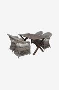 LifestyleGarden - Bord 150 cm & 4 stk Marbella-stole - Brun - Spisegru...