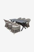 LifestyleGarden - Bord 190 cm & 6 stk Marbella-stole - Grå - Spisegrup...