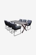 LifestyleGarden - Bord 190 cm & 6 stk. mikado-stole - Brun - Spisegrup...