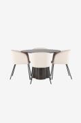 Venture Home - Spisegruppe Olivia med 4 spisebordsstole Berit - Brun -...