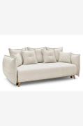Hanah Home - Sovesofa med 3 sæder Puffy - Hvid - 3-pers. sofaer - - Ho...