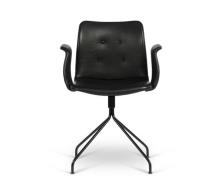 Bent Hansen Primum Armchair - Sort Adrian Læder - Sort Drejestel - DEM...