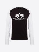 ALPHA INDUSTRIES Bluser & t-shirts 'Basic LS'  sort / hvid