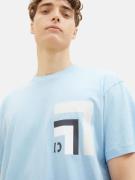 TOM TAILOR DENIM Bluser & t-shirts  lyseblå / sort / hvid