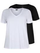 Zizzi Shirts 'MKATJA'  sort / hvid