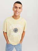 JACK & JONES Bluser & t-shirts 'Lucca'  pastelgul / sort / hvid
